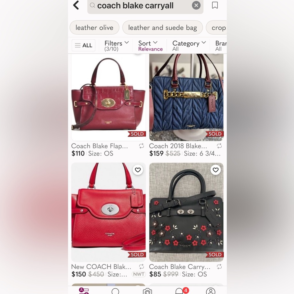 Coach F32106 Blake Flap Carryall in Vermillion Red - Picture 13 of 13